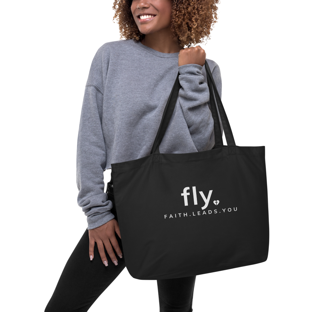 Large FLY Tote Bag with Zipper - Faith Leads You Collection